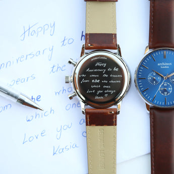 Handwriting Engraving - Men's Architect Motivator Watch www.urbanpizazz.co.uk