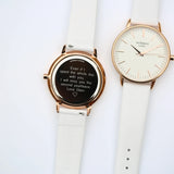 Ladies Architēct Blanc - Modern Font Engraving + White Strap www.urbanpizazz.co.uk