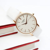 Ladies Architēct Blanc - Modern Font Engraving + White Strap www.urbanpizazz.co.uk