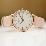 Ladies Architēct Blanc - Modern Font Engraving + Light Pink Strap www.urbanpizazz.co.uk