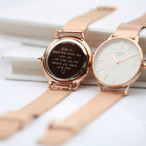 Ladies Architēct Blanc - Rose Gold Mesh Strap -  Modern Font Engraving www.urbanpizazz.co.uk