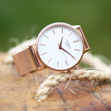 Ladies Architēct Blanc - Rose Gold Mesh Strap -  Modern Font Engraving www.urbanpizazz.co.uk