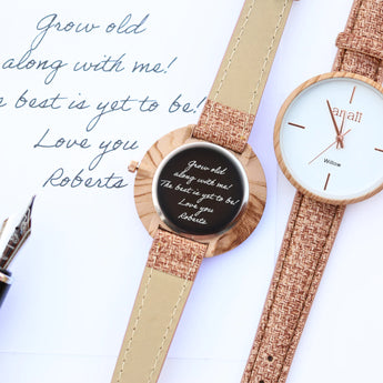 Handwriting Engraving Anaii Watch - Hazel Wood www.urbanpizazz.co.uk