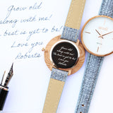 Handwriting Engraving Anaii Watch - Lake Blue www.urbanpizazz.co.uk