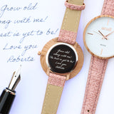 Handwriting Engraving Anaii Watch - Sweet Pink www.urbanpizazz.co.uk