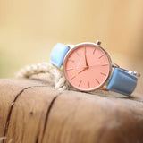 Ladies Architēct Coral - Modern Font Engraving + Light Blue Strap www.urbanpizazz.co.uk