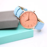 Ladies Architēct Coral - Modern Font Engraving + Light Blue Strap www.urbanpizazz.co.uk