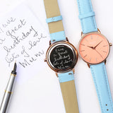 Ladies Architēct Coral - Handwriting Engraving + Light Blue Strap www.urbanpizazz.co.uk