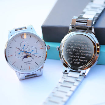 Men's Architect Watch In Apollo White - Modern Font Engraving www.urbanpizazz.co.uk