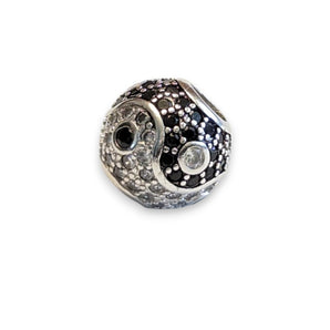 Yin and Yang Sterling Silver CZ Bead Charm
