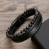 Men's Leather Bracelet in Black 