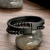 Men's Leather Bracelet in Black