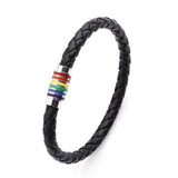 Rainbow Clasp Braided Leather Bracelet www.urbanpizazz.co.uk