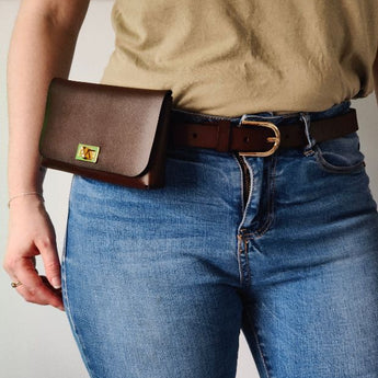 Brown Luxury Faux Leather Belt Purse