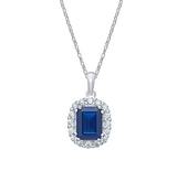 Sapphire Cubic Zirconia Silver Pendant Necklace