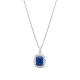 Sapphire Cubic Zirconia Silver Pendant Necklace