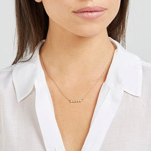 Gold Plated Cubic Zirconia Bezel Bar Necklace