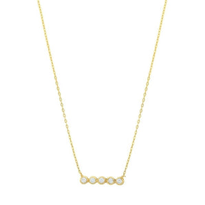 Gold Plated Cubic Zirconia Bezel Bar Necklace