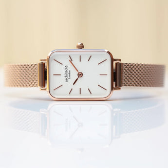 Ladies Handwriting Engraved Architect Lille Watch - Rose Gold