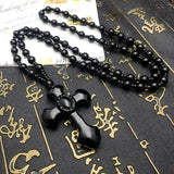 Black Obsidian Mala Amulet Cross Pendant