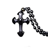 Black Obsidian Mala Amulet Cross Pendant