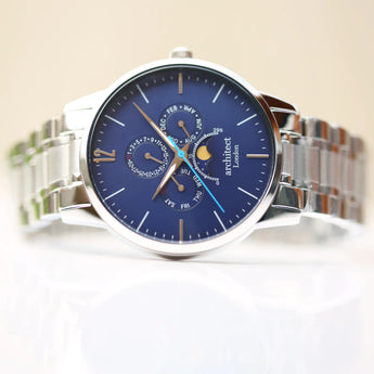 Men's Personalised Architect Apollo Blue Watch - Handwriting Engraving