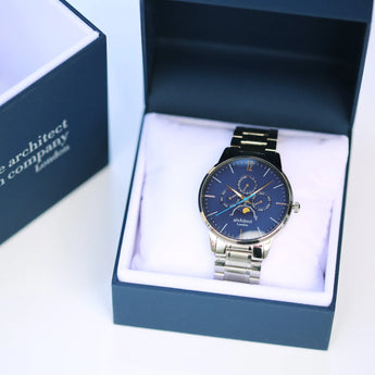 Men's Personalised Architect Apollo Blue Watch - Handwriting Engraving