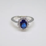 Kate Middleton Inspired - Sapphire Cubic Zirconia Cluster Silver Ring