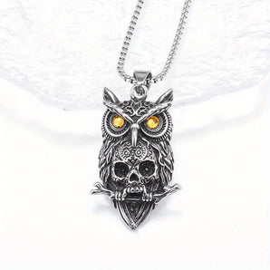 Skull and Owl Pendant Necklace