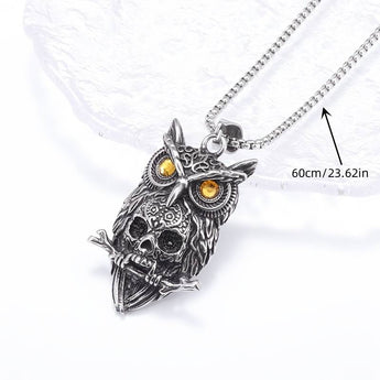 Skull and Owl Pendant Necklace