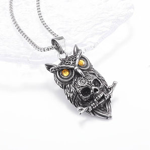 Skull and Owl Pendant Necklace