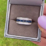 Three Layer Sapphire Cubic Zirconia Silver Ring