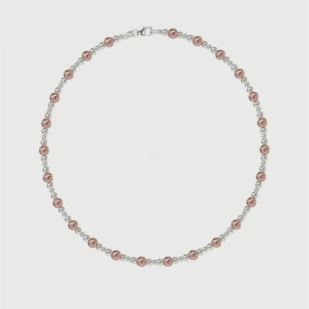 Two Tone Beaded Silver Necklace