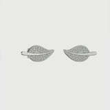 Sterling Silver Leaf Style Cubic Zirconia Earrings