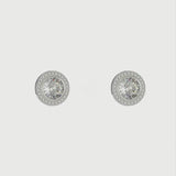 Classic Round Cubic Zirconia Halo Stud Earrings 