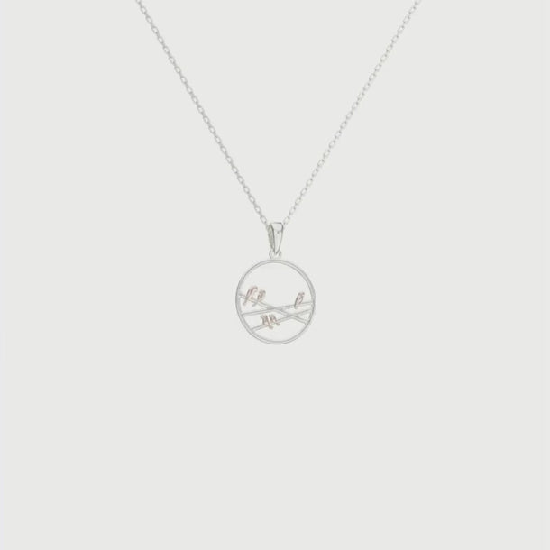 Two Tone Bird Silver Pendant Necklace