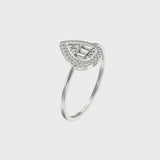 Teardrop CZ Silver Ring