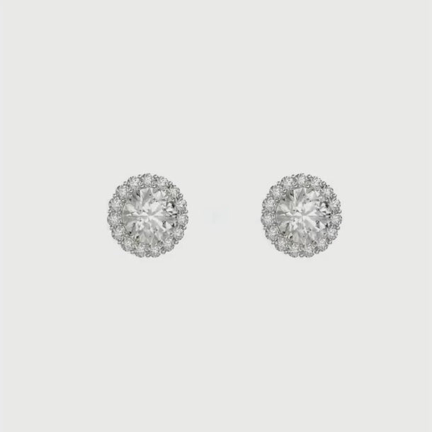 Round Cubic Zirconia Halo Stud Earrings