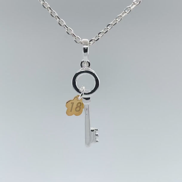 Silver 18th Birthday Key Necklace www.urbanpizazz.co.uk