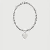 Sterling Silver Plain Heart Beaded Bracelet