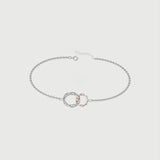 Two Tone Double Circle Silver Bracelet