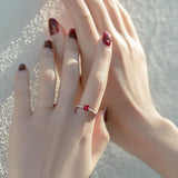 Ruby CZ Heart Silver Ring