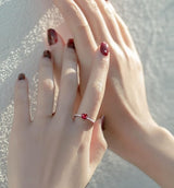 Ruby CZ Heart Silver Ring