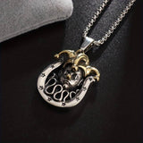 Joker and horse shoe Pendant Necklace