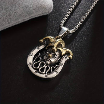 Joker and horse shoe Pendant Necklace