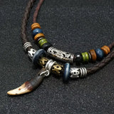 Small Shark Tooth Dual Looped Braided Necklace