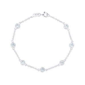 Silver Cubic Zirconia Bezel Set Station Bracelet