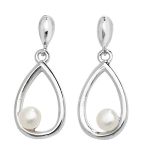 Silver Drop Earrings with Pearl Detail