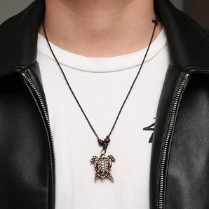 Dual Turtle Yak Imitation Bone Pendant Necklace