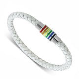 Rainbow Clasp Braided Leather Bracelet www.urbanpizazz.co.uk